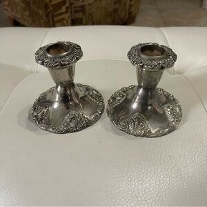 Vintage Godinger Baroque Silver Plated Candle Set